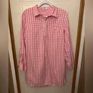 crown & ivy Pink and White Gingham Shirt Dress